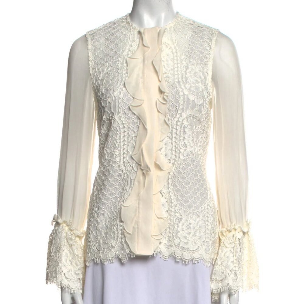Alexis -Lace Pattern Crew Neck Blouse - image 1